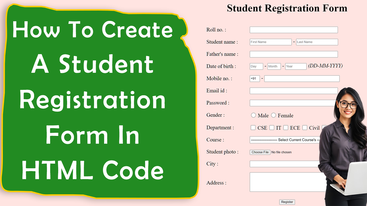 Student Registration Form In HTML Code